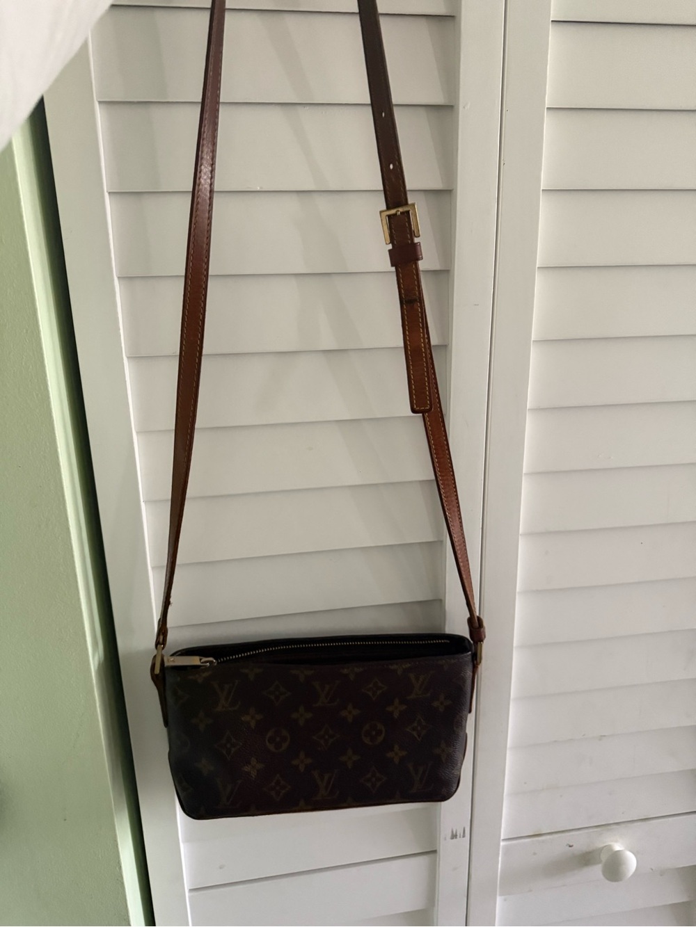 Louis Vuitton Brown Monogram Crossbody Bag with Tan Strap price negotiable